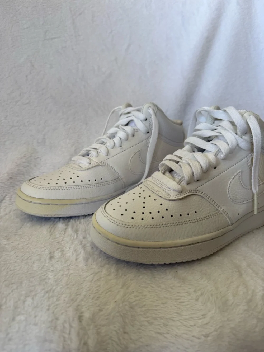 Nike Women’s Court Vision Mid All-White Sneaker